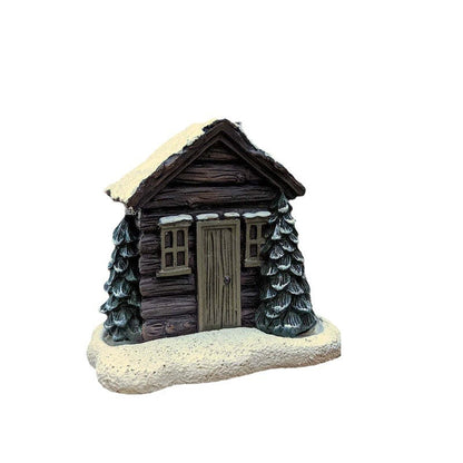 Log Cabin Incense Burner Rustic Christmas Chimney Hut Incense Cone Burner Collectible Resin Statue Table