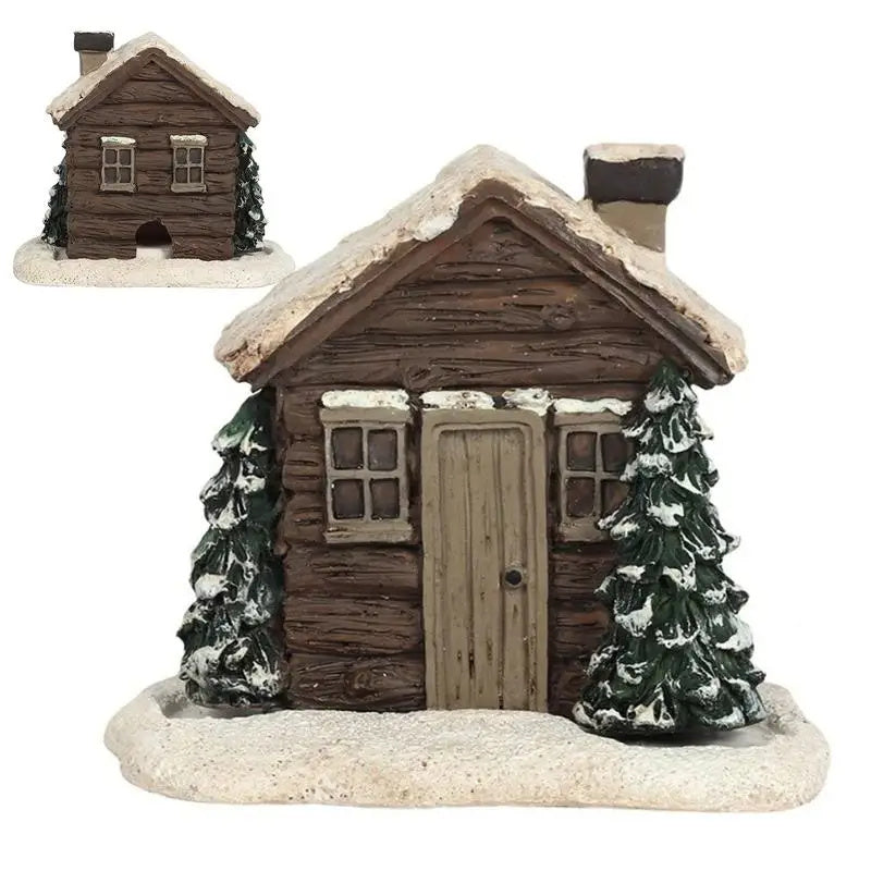 Log Cabin Incense Burner Rustic Christmas Chimney Hut Incense Cone Burner Collectible Resin Statue Table